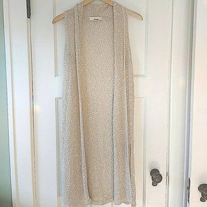 Sans Souci Tan Slubby Open Weave Open Duster